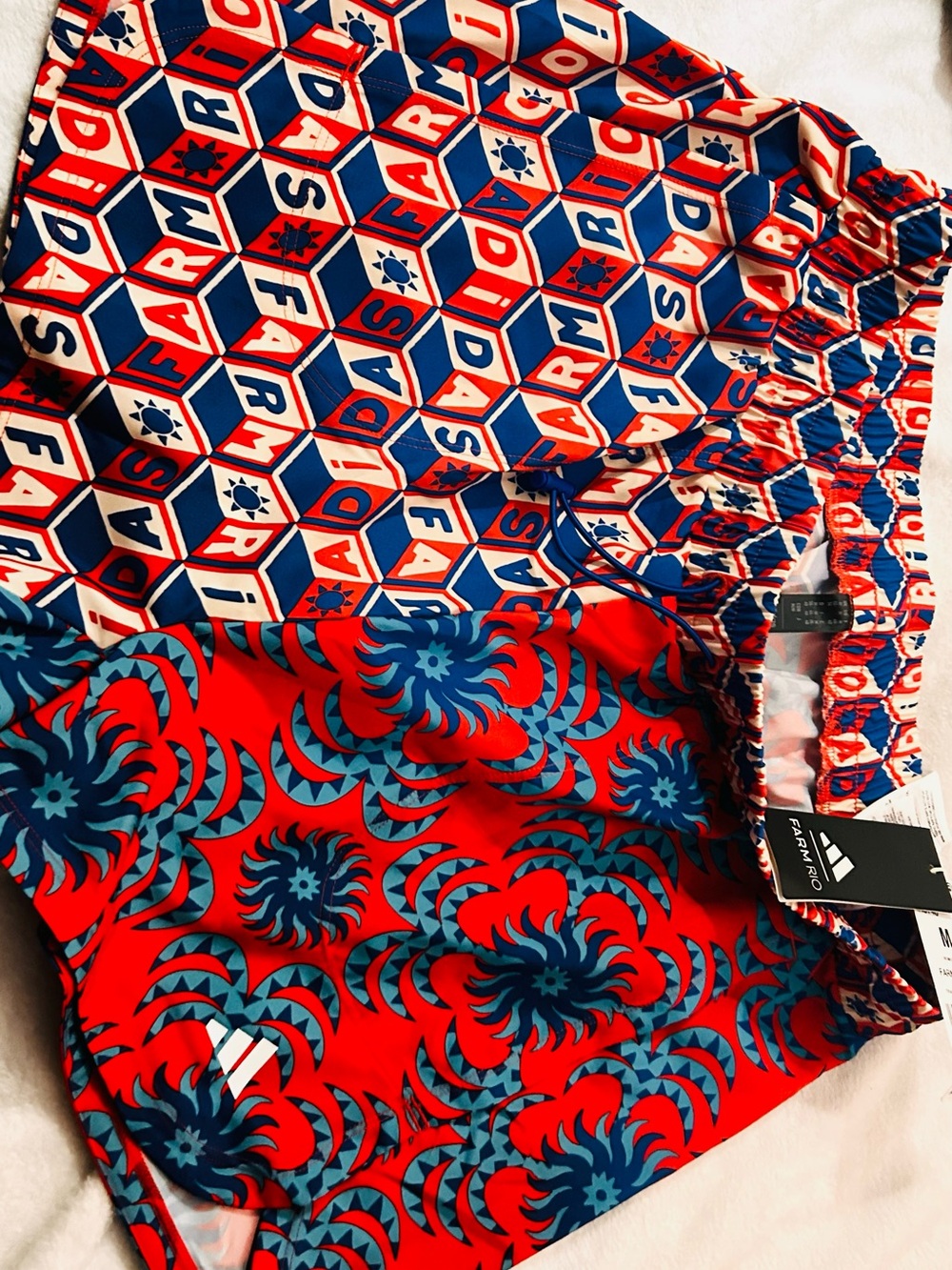 FARM Rio Red & Blue Athletic Shorts with Bold Floral Print - Picture 4 of 4
